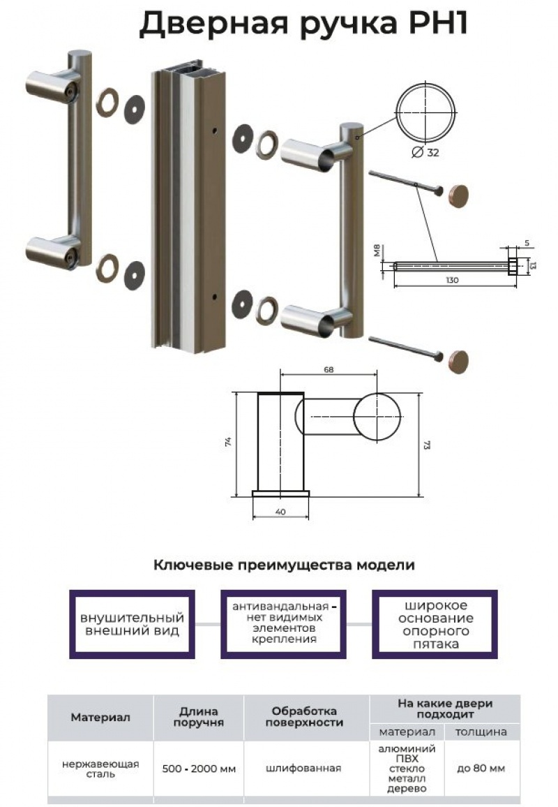 Дверная ручка РН1